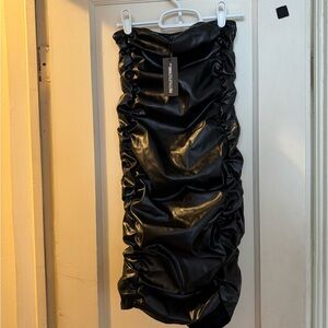Faux leather runched tube dress
